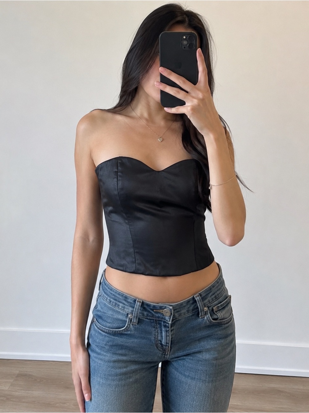 Aritzia Talula Strapless Black Faux-Leather Bustier Corset Top Goth Indie